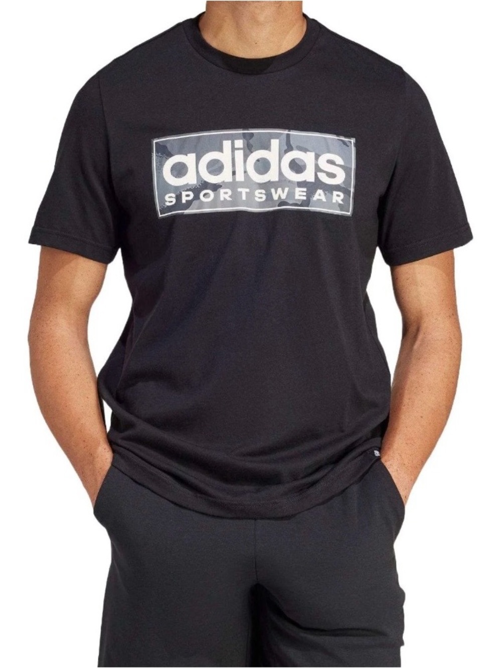 adidas Black Crew Neck Sportswear Logo Tee